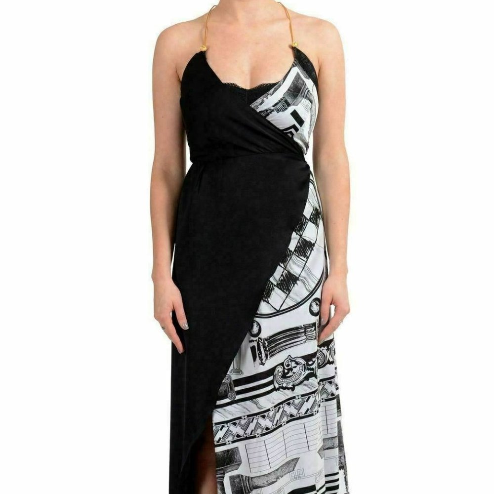 Versace Versus Womens Iconic Print Wrap Maxi Dress